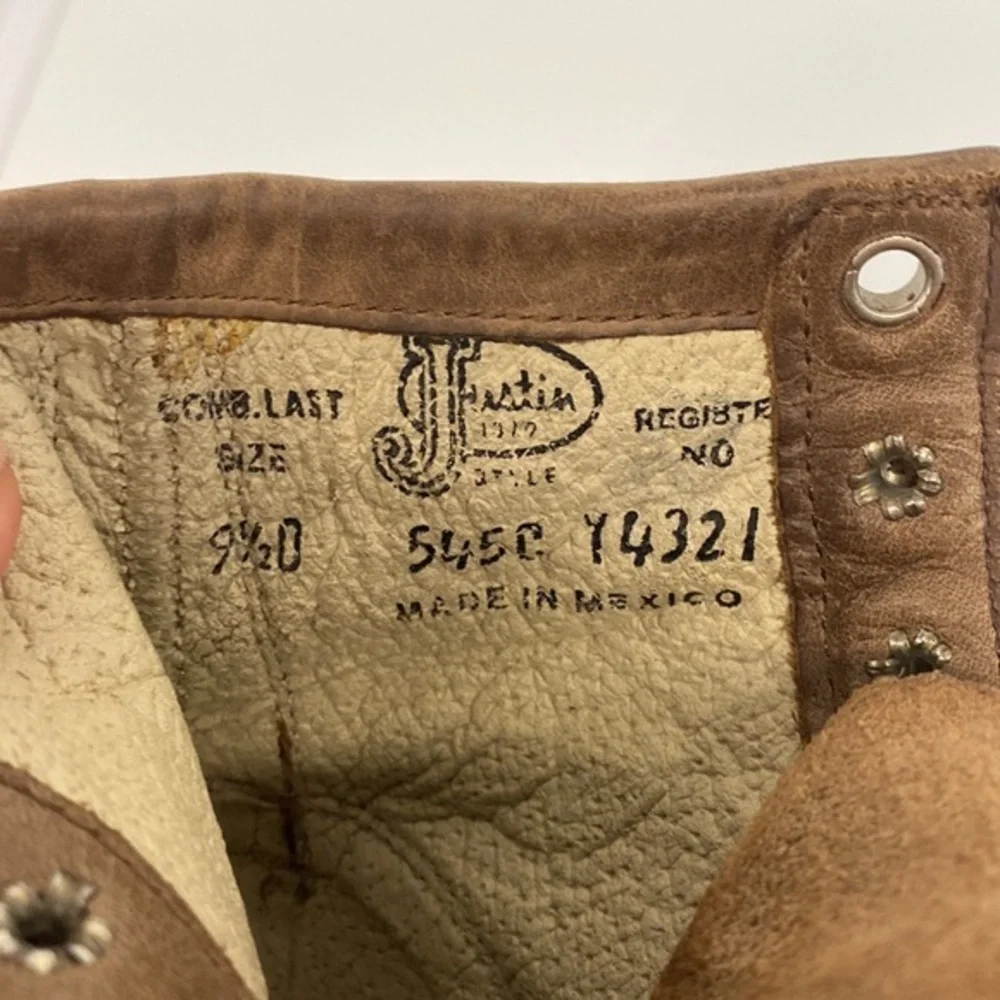 Justin cowboy lace up boots youth brown‎ 9.5D